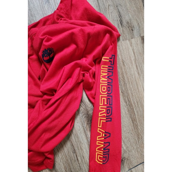 Timberland Graphic Logo Red Long Sleeve Shirt, Size Teen Large 14/16 - Picture 4 of 7